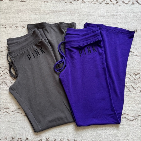 Victoria's Secret PINK Flare Bottom Pants - Charcoal and purple - Picture 1 of 11